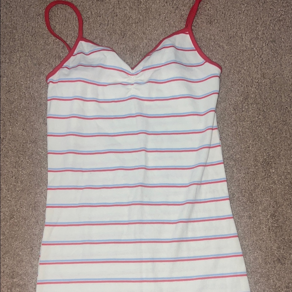 No Boundaries Red and White Striped Tank Top